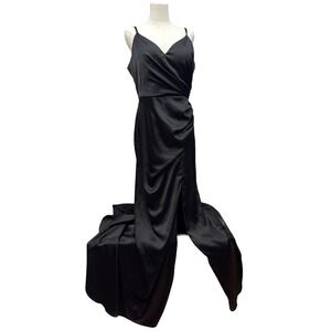 revelry black satin dress Marina Satin Dress